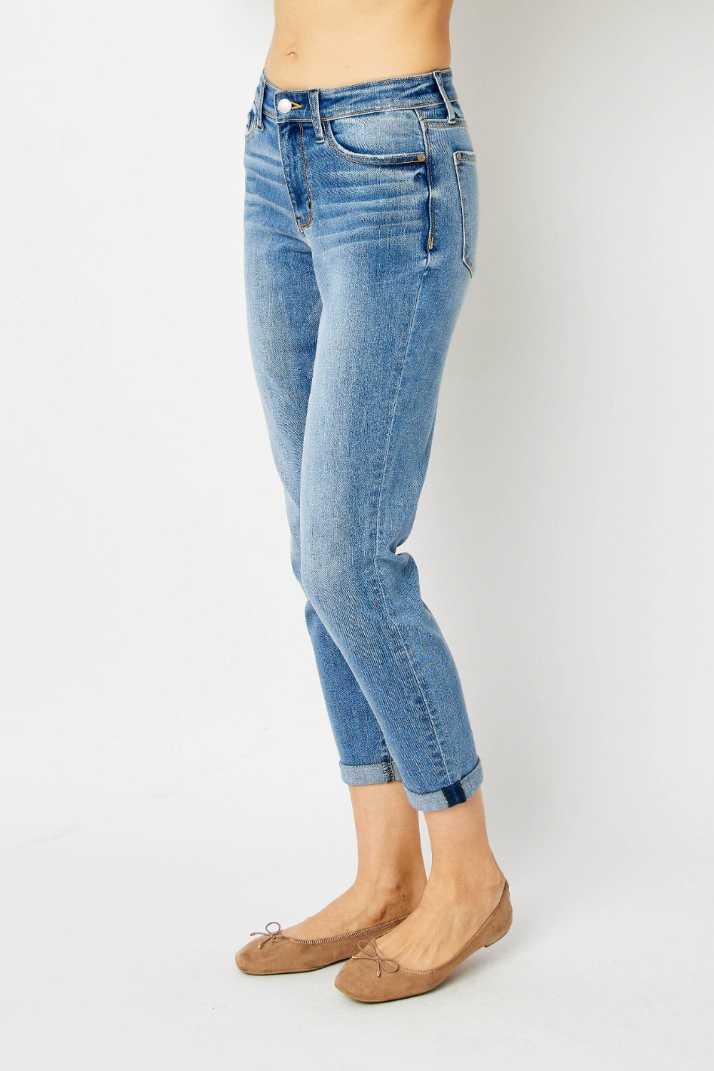 Judy Blue Full Size Cuffed Hem Slim Jeans - online only