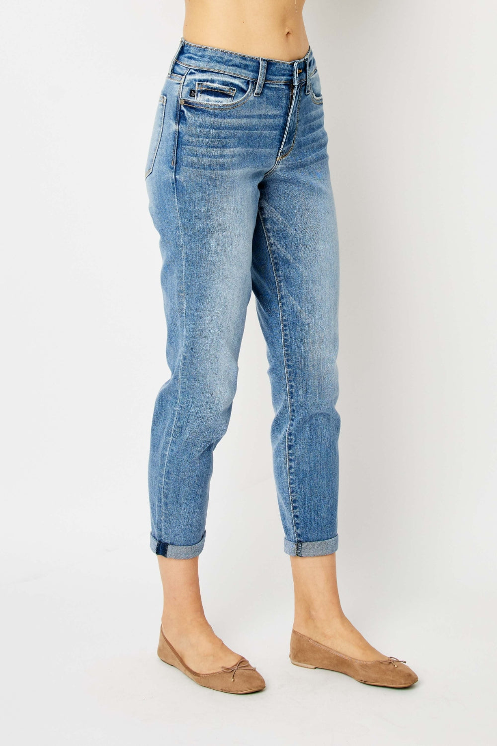 Judy Blue Full Size Cuffed Hem Slim Jeans - online only