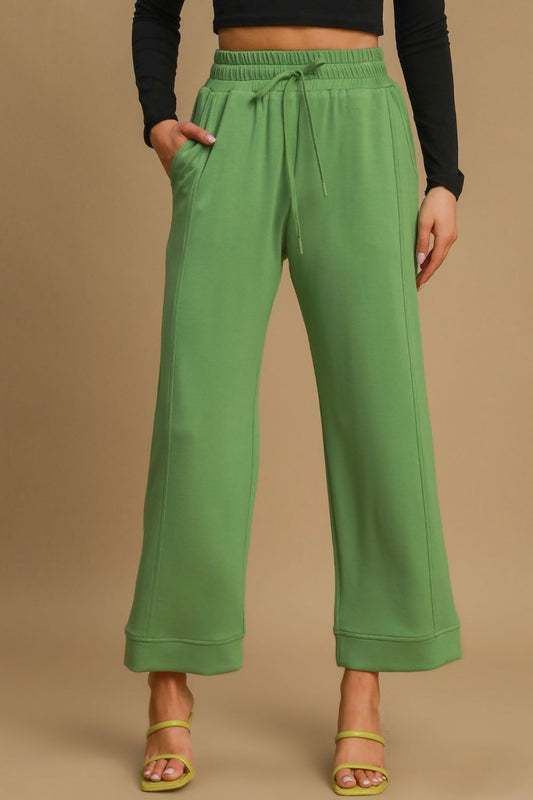 Drawstring Wide Leg Pants with Pockets - online only