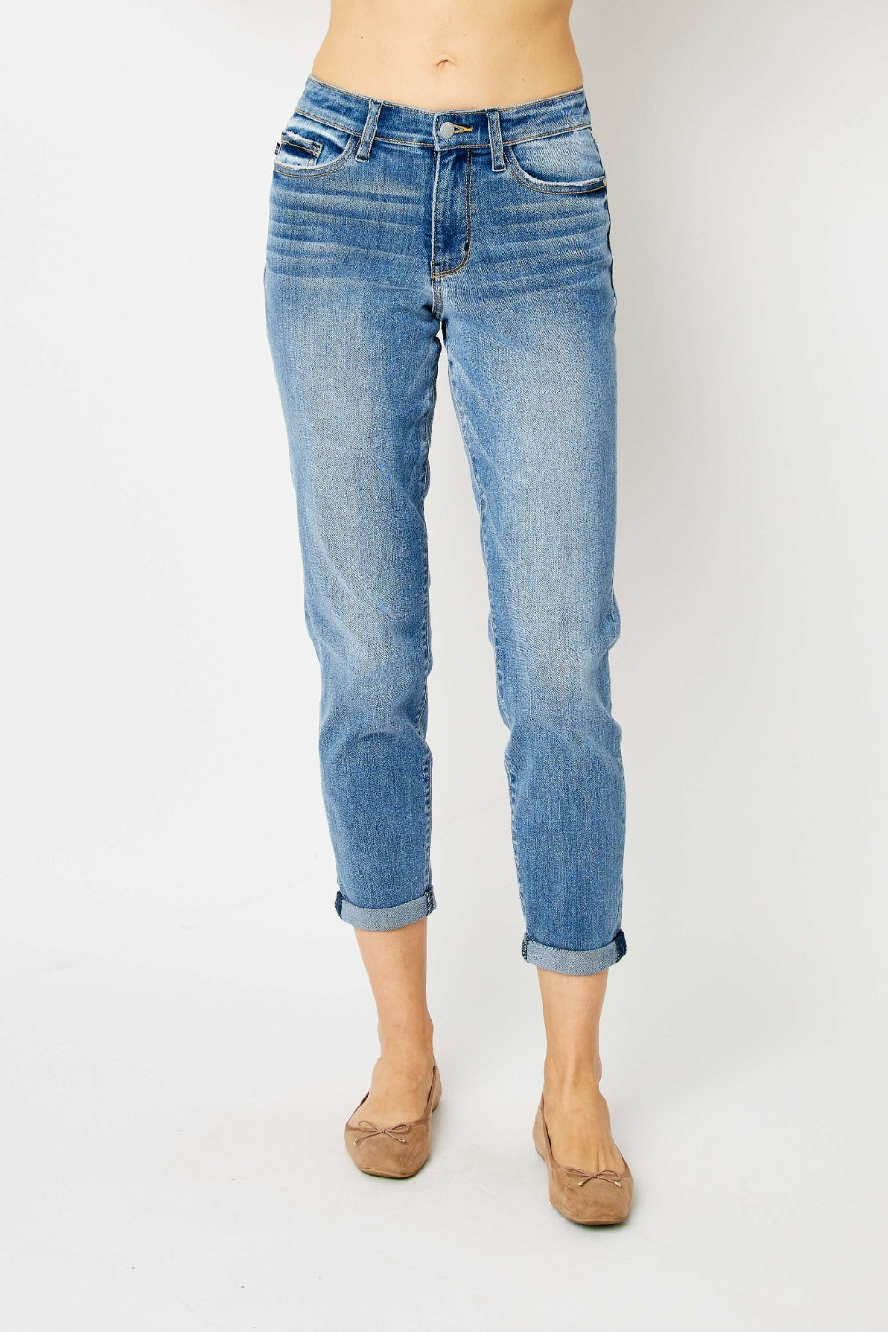 Judy Blue Full Size Cuffed Hem Slim Jeans - online only