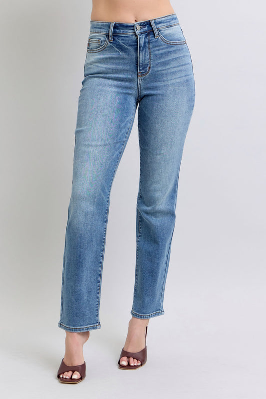 Judy Blue Full Size Run Vintage Wash Thermal Straight Jeans - online only