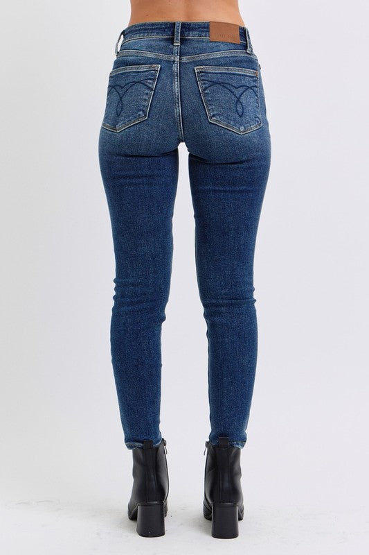 Judy Blue Full Size Run Mid-Rise Waist Skinny Jeans with Thermal Lining - online only