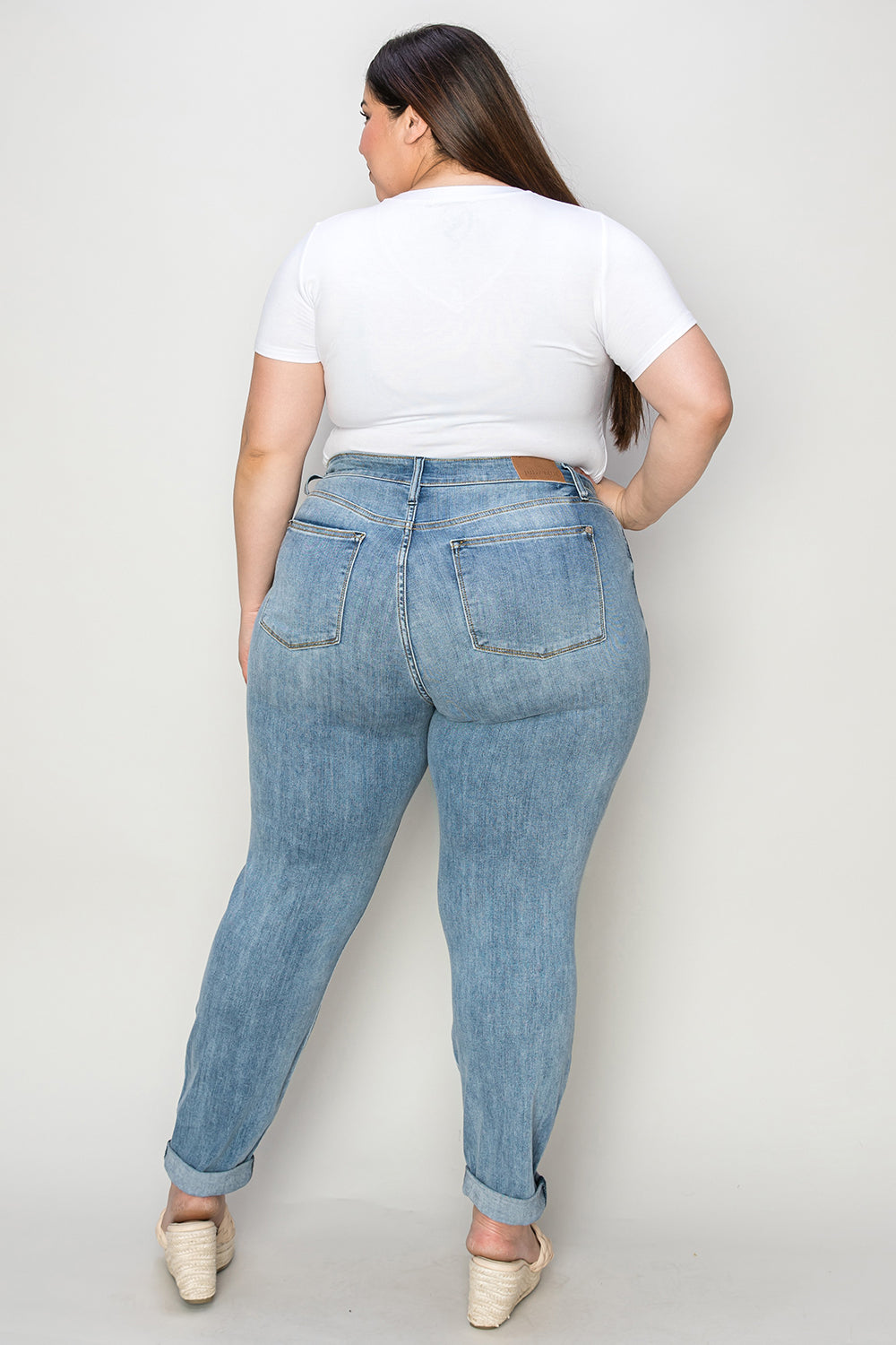 Judy Blue Full Size Cuffed Hem Slim Jeans - online only