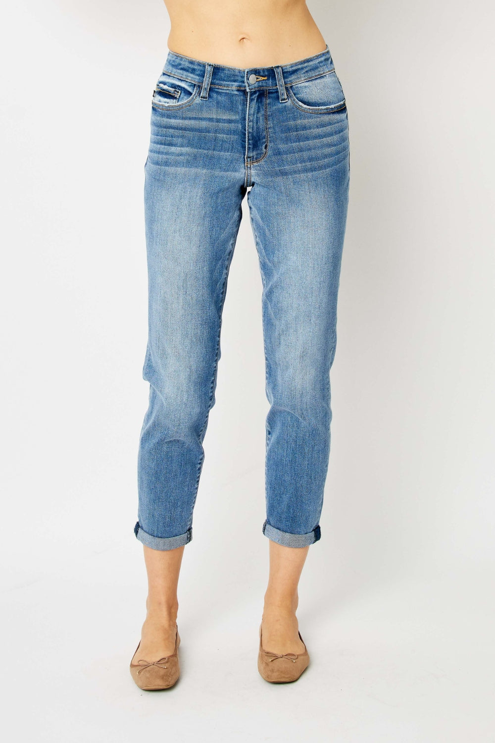 Judy Blue Full Size Cuffed Hem Slim Jeans - online only