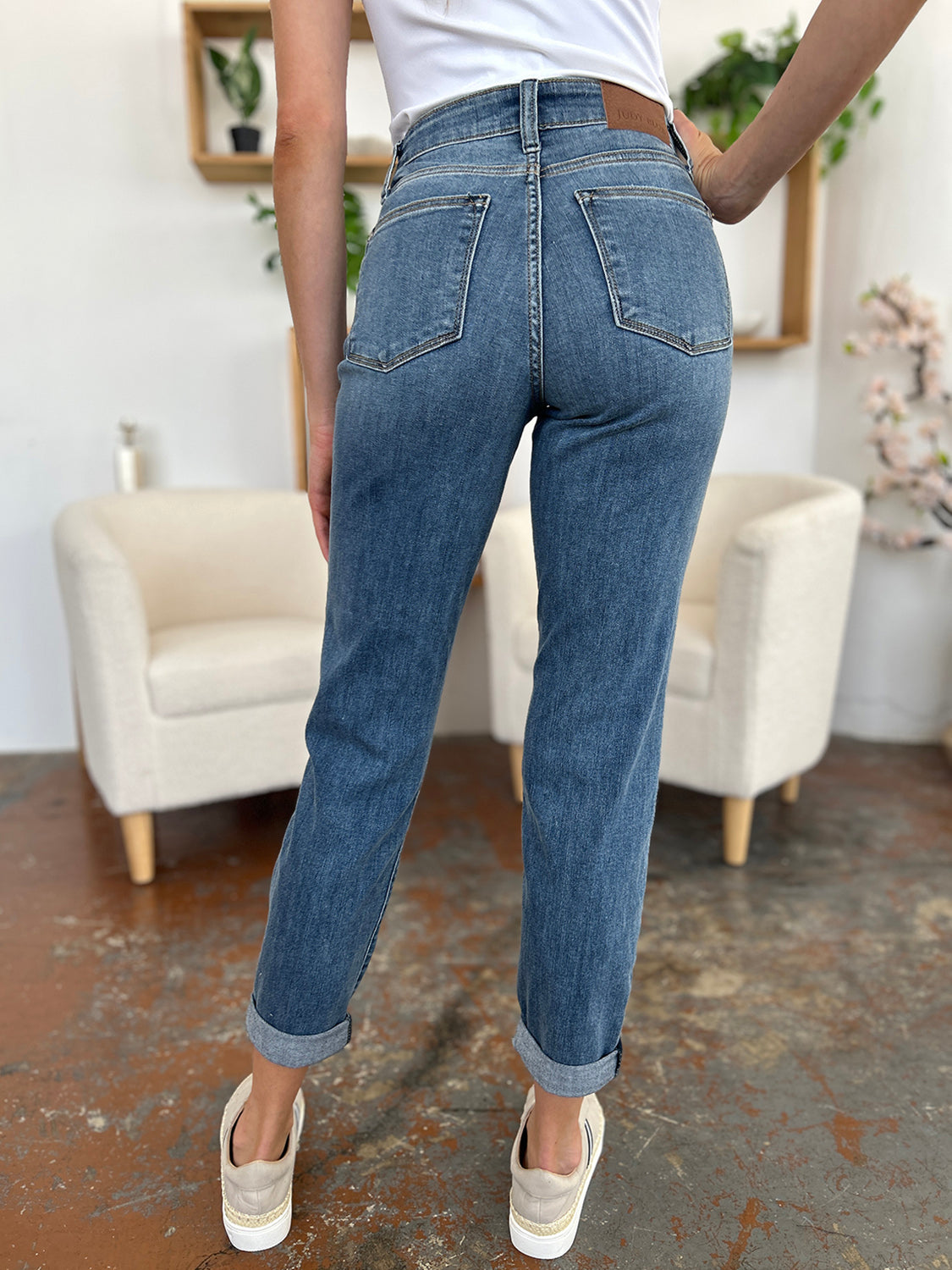 Judy Blue Full Size Cuffed Hem Slim Jeans - online only