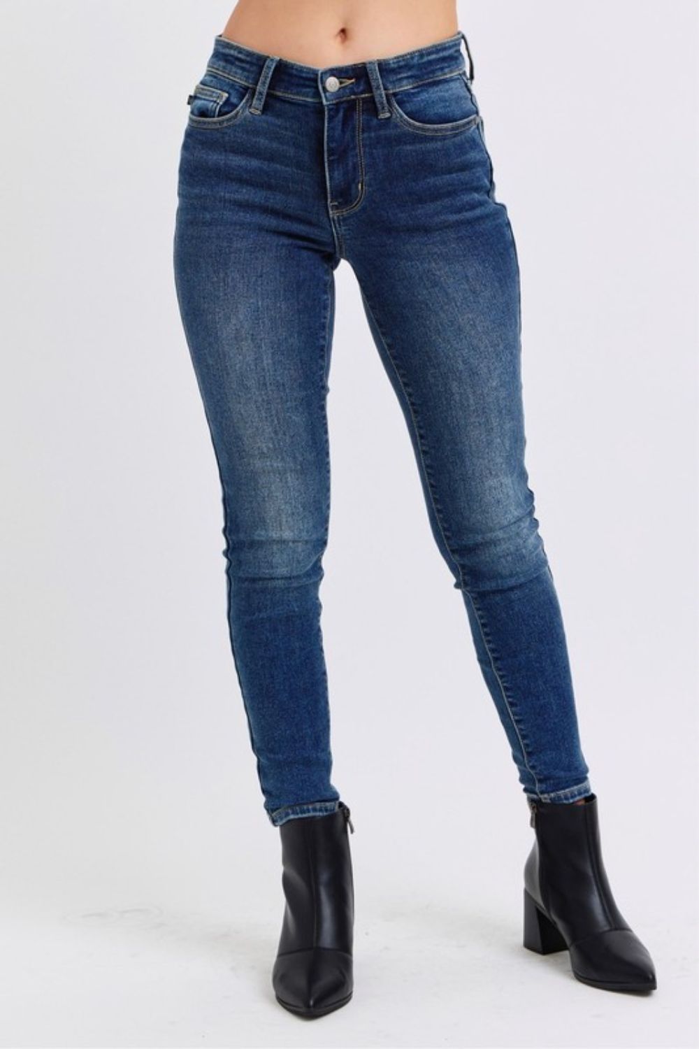 Judy Blue Full Size Run Mid-Rise Waist Skinny Jeans with Thermal Lining - online only