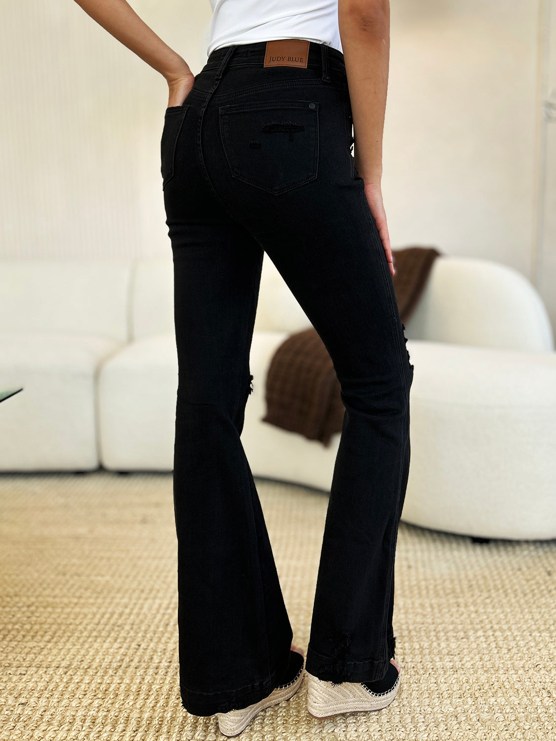 Judy Blue Full Size High Waist Distressed Flare Jeans - online only