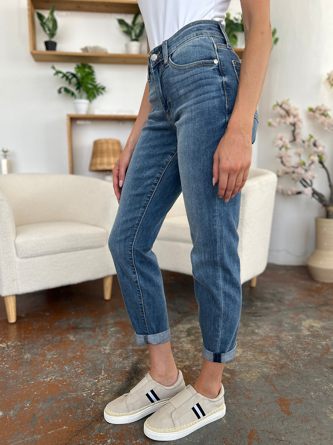 Judy Blue Full Size Cuffed Hem Slim Jeans - online only